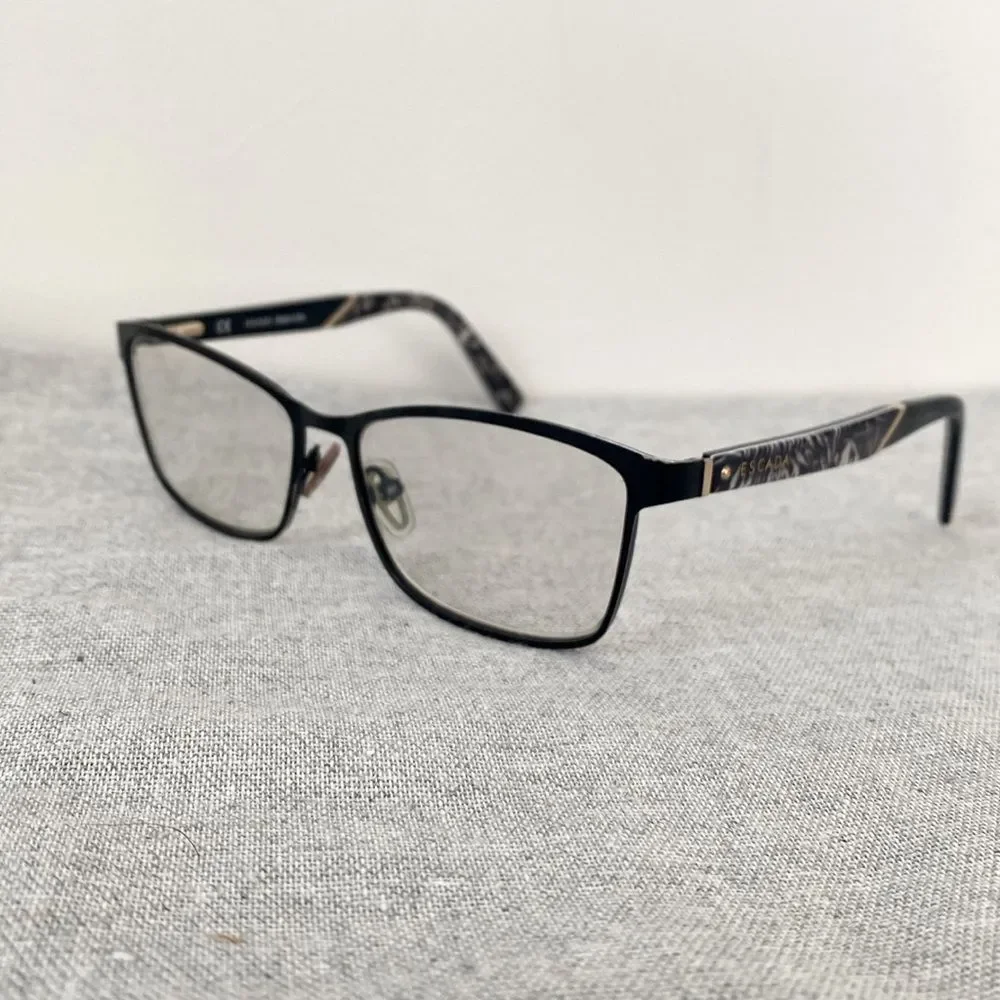 Escada Black Women's Glasses w/ Branded Case Chic Academia